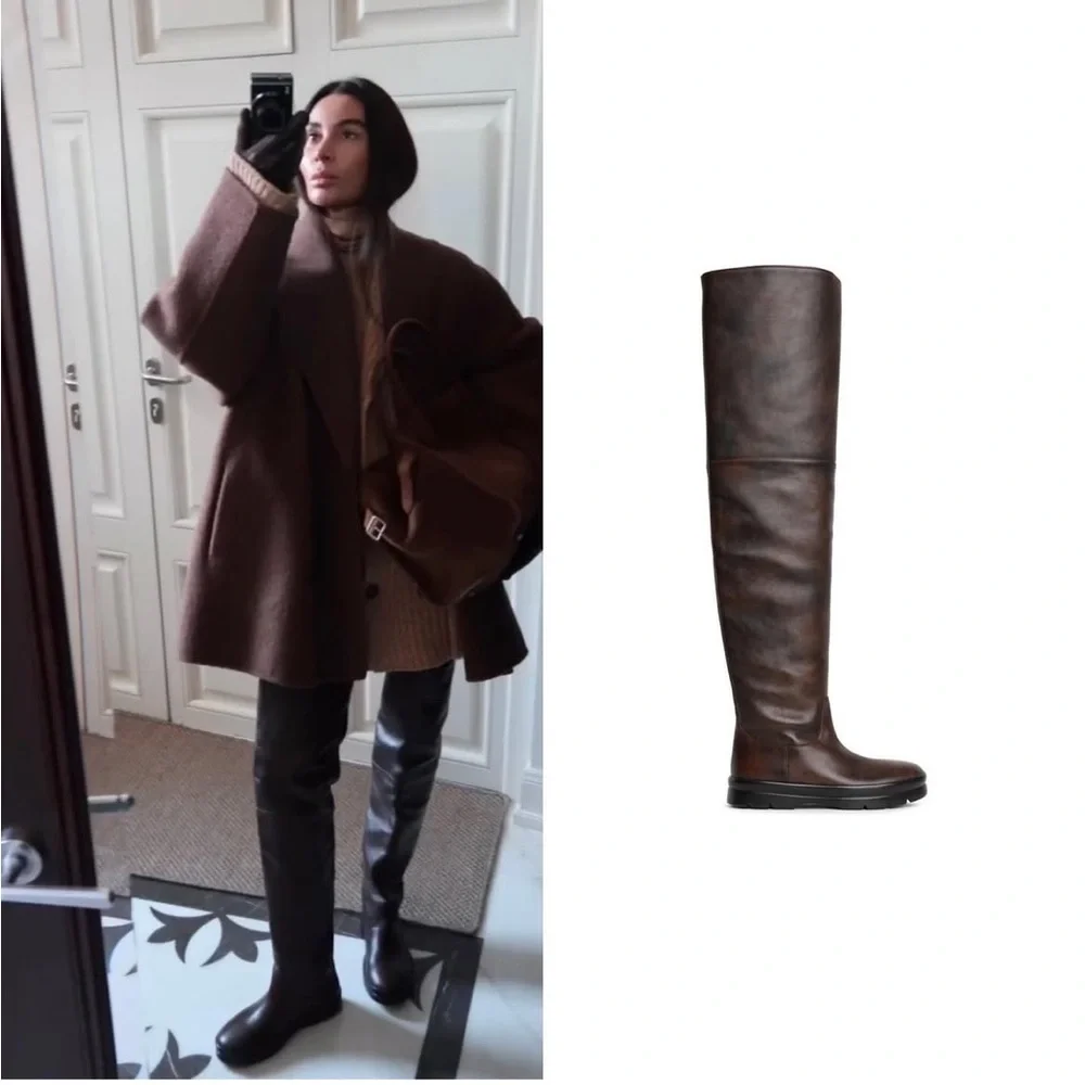 The Row Billie Pull-On Thigh-High Boots Leather Boots